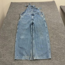 Hisea Overalls Men 38x30 Blue Cotton Denim Bib Carpenter Utility Workwear Street