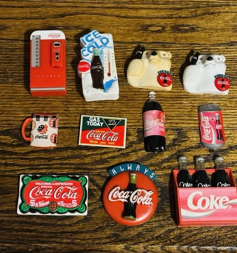 Coca Cola Coke Refrigerator Magnets-Lot of 11-from 1993 to 2000 Vintage
