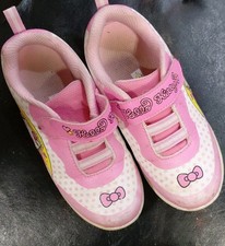 Hello Kitty Girls Pink White Hook Loop Low Top Lightweight Sneakers Size 12