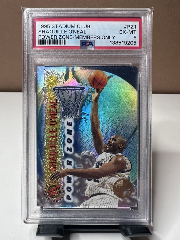 1995-96 Topps Stadium Club Power Zone Shaquille O'Neal #PZ1 Members Only PSA 6