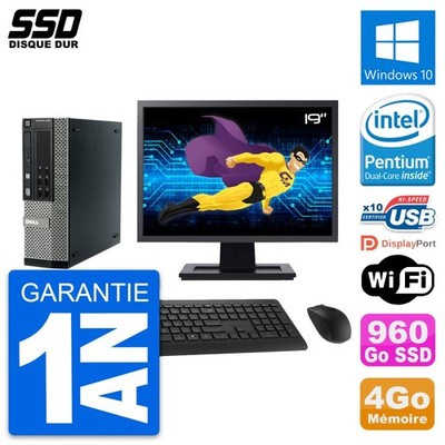PC Dell Optiplex 990 SFF Bildschirm 19 '' Intel G840 RAM 4Go SSD 960Go Windows 10