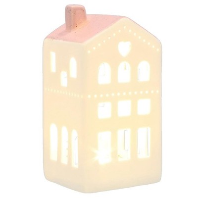 Shudehill Giftware Porzellan weiße LED beleuchtet niedliches Herz Haus Deko