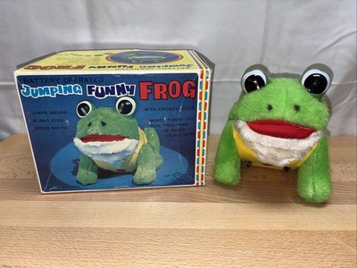 Jumping Funny Frog - Vintage Battery Operated Toy In Original Box, Japan Tested