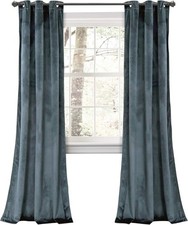Lush Decor Prima Velvet Curtains Color Block 20"W x 20"L Pack of 2 , Blue