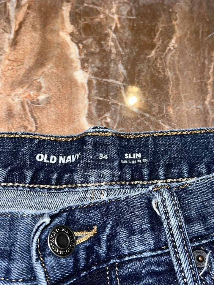 PANTALONES CORTOS VAQUEROS DESGASTADOS FLEXIBLES INCORPORADOS AJUSTADOS AZUL MARINO ANTIGUO TALLA 34 PARA HOMBRE Foto 2 de 4