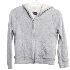 The Children's Place Kids Gray Sweatshirt Full Zip Hooded Long Sleeve L 10/12
