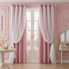 Mysky Home Pink Curtains For Girls Kids Blackout 90 Inch Blush Princess