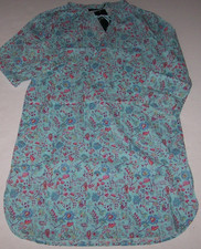 NWT Ralph Lauren BLUE/PINK/GREEN FLORAL Lightweight Woven Nightgown Women's S