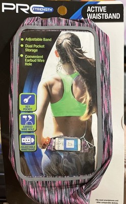 PRO Strength Active Waistband Adjustable Band Holds Phone/Keys Pink And Gray