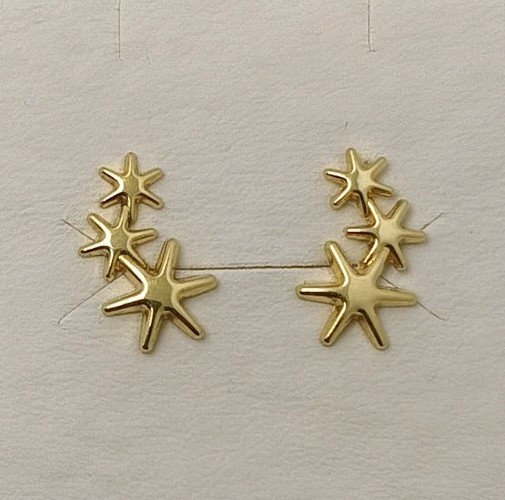 Pendientes oro 18k 750 Mls. Trepadores Con 3 Estrellas