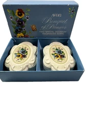 NOS ESTATE Avon Bouquet of Pansies Two Special Occasion Fragranced Soaps 3 oz ea