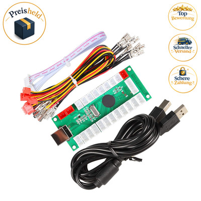USB Encoder Set für PC LED Joystick 5Pin Kabel 10x 3Pin 2,8mm DIY Kit Mame