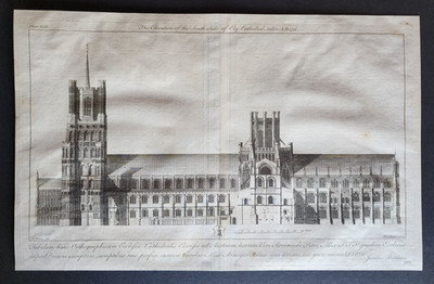 Antiker Druck von 1764 - Ely Cathedral - großer Kupferstich - Lamborn / Bentham