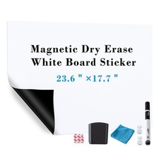 Magnetic Dry Erase White Board Sticker, 23.6" x 17.7" Self Adhesiveve Whitebo...