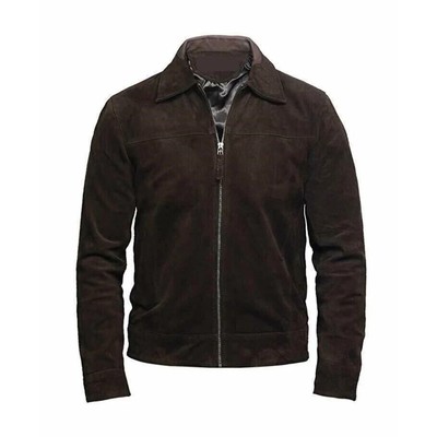 Men s Real Suede Leather café racer Men Biker Motorcycle Jacket Brown