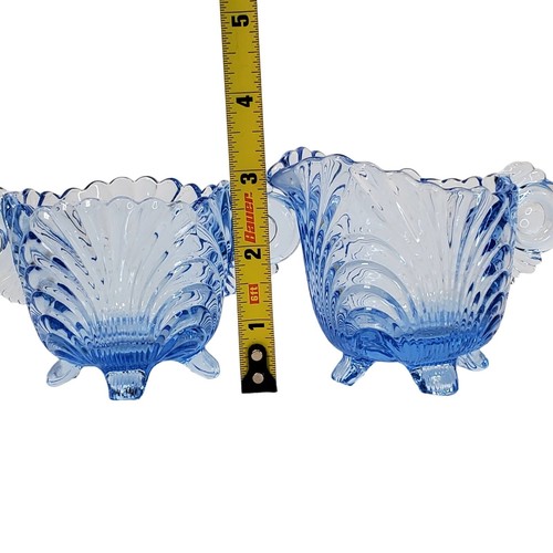 Cambridge Glass Caprice Moonlight Blue Mini Footed Sugar & Cream Pitcher Vtg - Imagen 5 de 9
