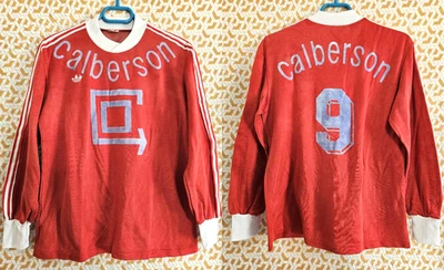 Maillot Adidas Calberson porté Coupe de France #9 Rouge et blanc Vintage - L - Photo 1/4
