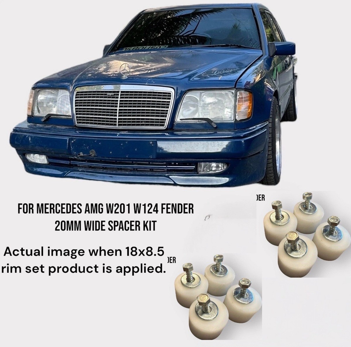 For 1984-1993 Mercedes AMG W201 W124 20mm Wide Fender Spacer Kit