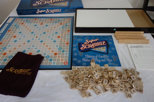 Super Scrabble Board Game 100% Complete XL Bigger Board More Tiles Letters - Picture 2 of 5