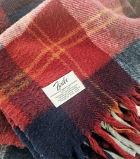 Faribo Faribault Woolen Mills Plaid Throw Stadium Blanket Blue Red 54" X 56"
