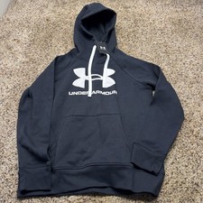 Under Armour Rival Fleece Logo Hoodie Women s S/P Black White NWT
