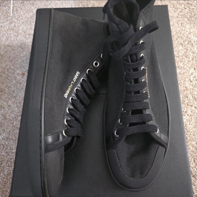 Saint Laurent SL/39 Canvas High Top Black Sneakers 42 US9