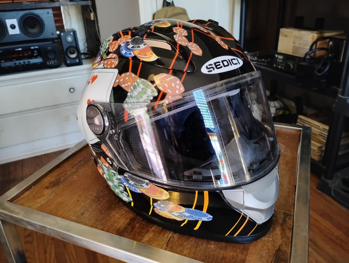 casino motorcycle helmet XL Sedici Strada AZZARDO Full Face Casino Cards Poker Motorcycle Helmet  Size XL