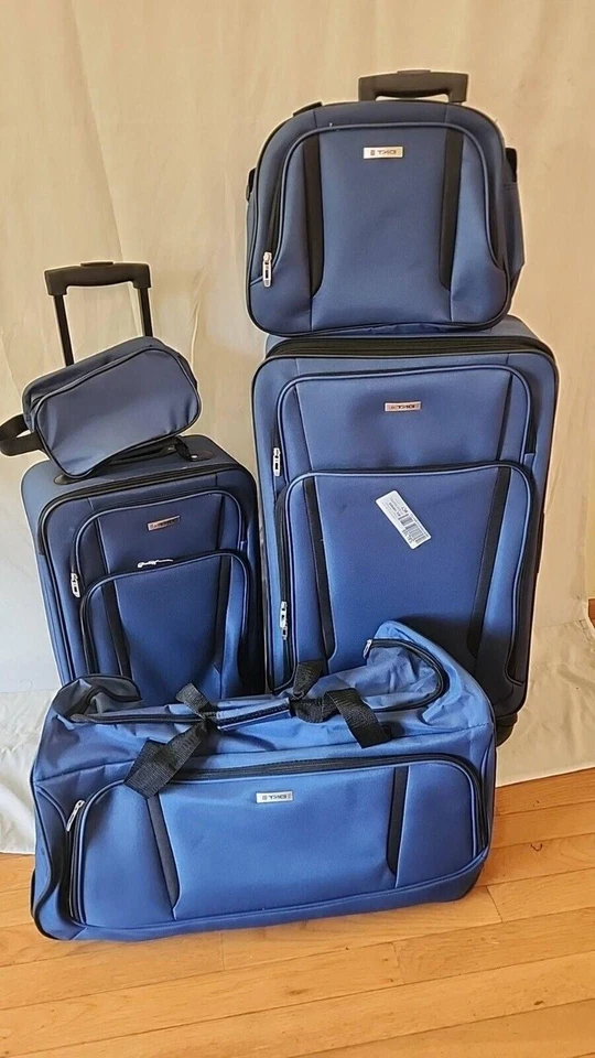 $350 New TAG Freehold Blue 5 Piece Luggage Set Expandable Suitcase Lightweight - Image 2 of 4