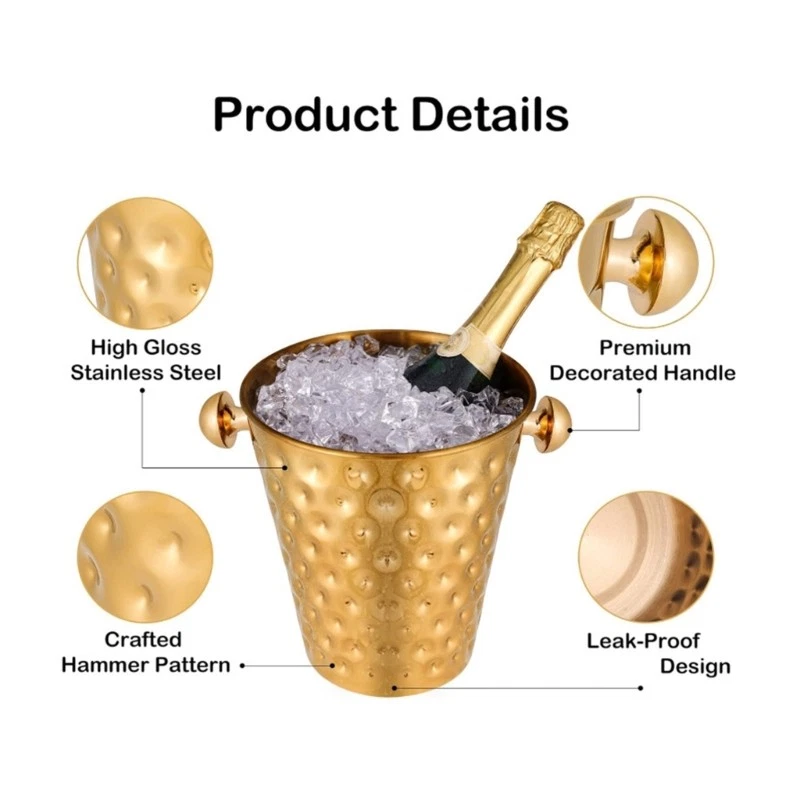 Hammer Pattern Beverage Tub Large Stainsless Steels Ice Buckets Drink Coolers