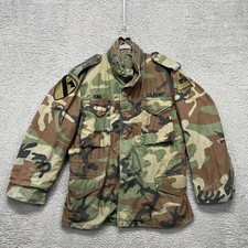 Vintage US Army M65 Field Jacket Mens Medium Woodland Camo Cold Weather 80s