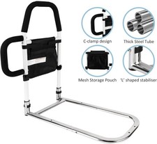 Bed Rails for Elderly Adults, Dual Handles Storage Pocket, Fits All Beds 300lb