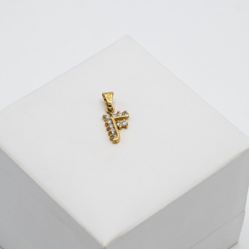 Iniziale F in oro giallo 18 kt con zirconi Made in Italy E.122 - Foto 6 di 9