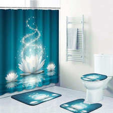 Bathroom Sets with Shower Curtain and Rugs Set of 4 Turquoise