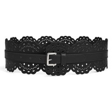 Women Wide Belt For Dresses Vintage Chunky Belts Thick Leather Waist Belt Wit...