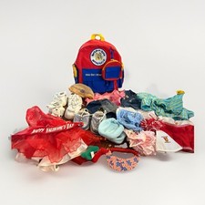 Build a Bear Workshop Backpack With Clothes  Shoes Vinyl Red Blue Yellow Zipper