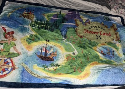 Disney Parks Welcome to Neverland Map Throw Blanket 60''x40'' Peter Pan