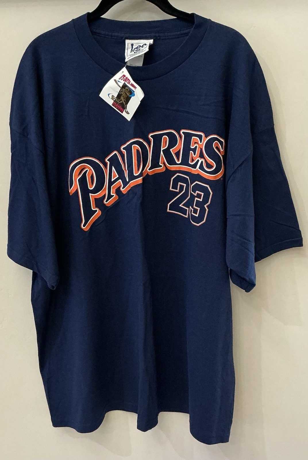 VTG LEE SPORTS San Diego Padres GREG VAUGHN #23 Blue T Shirt Size 2XL