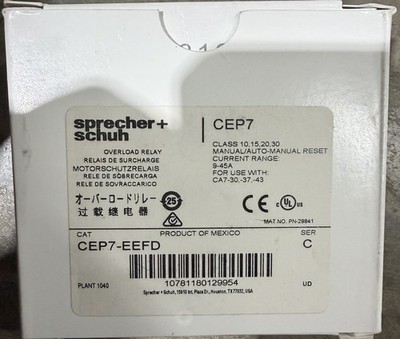CEP7-EEFD | Sprecher + Schuh | Overload Relay, 9-45A, 4-22kW, Opened, Ser B
