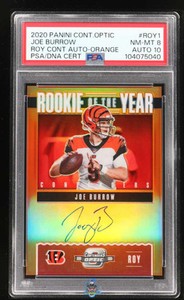 2020 Joe Burrow PSA 8 10 Contenders Optic Rookie of the Year Orange Auto 49/50