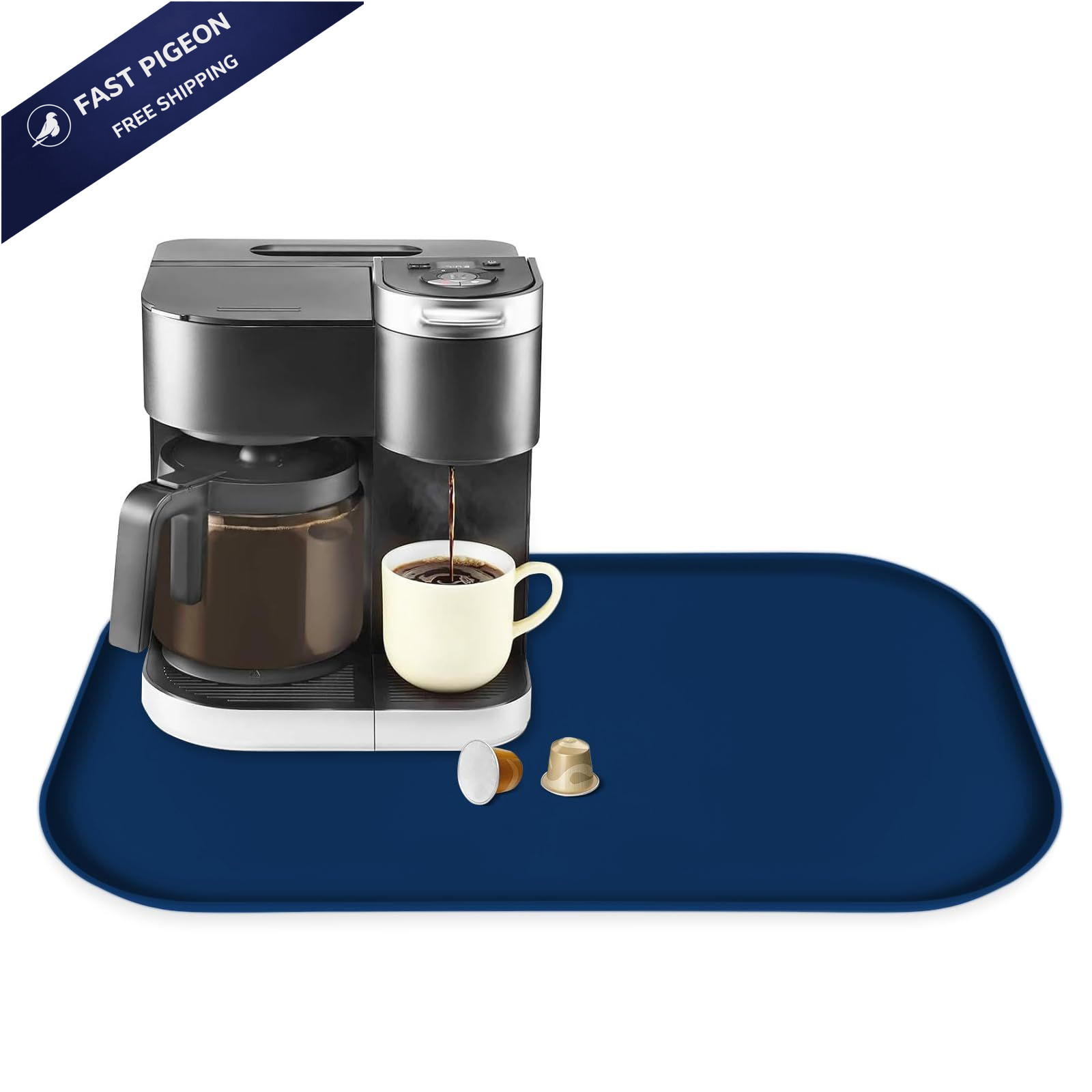 Mat With Lip, 24'' X 16'' Heavy X 16'', Navy Blue
