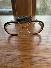 Vintage Antique Christian Dior Sunglasses Gold Oval And Brown Enamel Austria