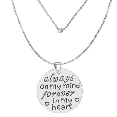 ''Always on my mind forever in my heart'' Memorial Necklace & Pendant for Your Los