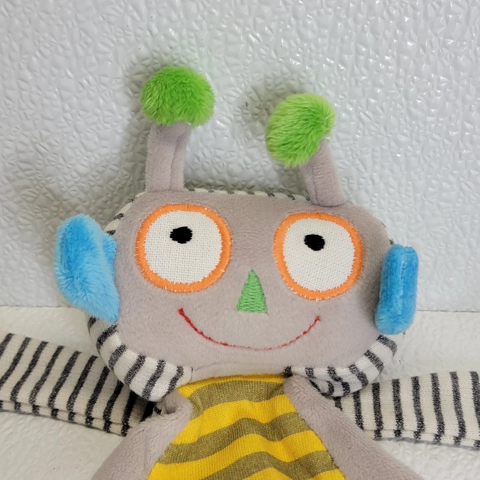 Maison Chic Robot Lovey Security Blanket Pacifier Blankie Holder Gray Yellow - Image 2 of 4