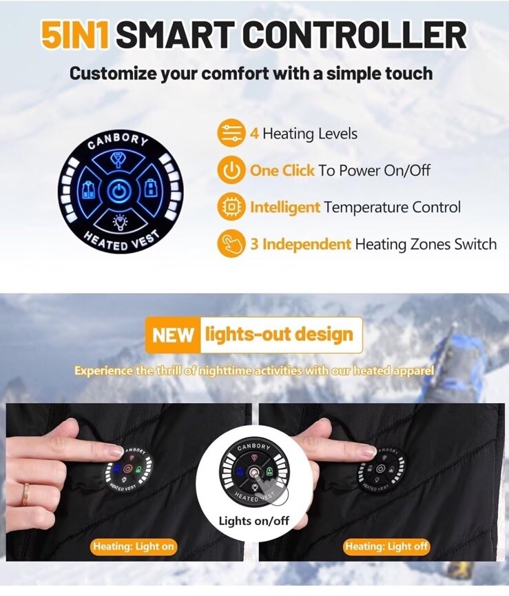 Womens Heated Vest 5IN1 Smart Controller Electric Heating Size XL No ...