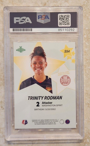 Tarjeta Parkside Premier 2021 firmada por Trinity Rodman con PSA/ADN certificado de autenticidad losa novato radiocontrol 2 - Imagen 2 de 2
