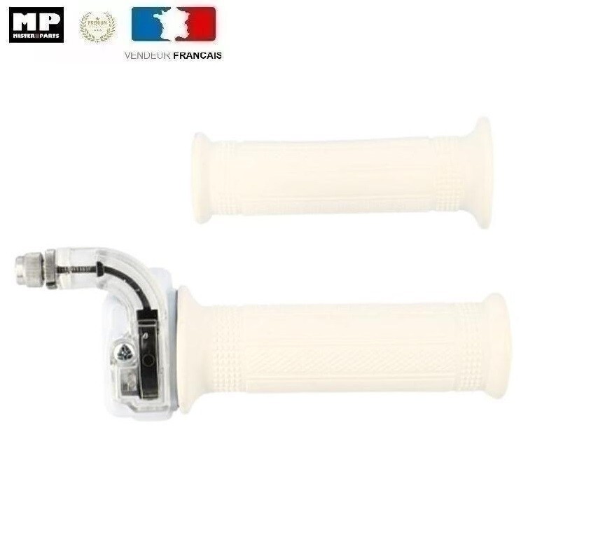 Poignée de gaz MP type Targa blanche haute résistance pour restauration Peugeot 103 / MBK 51