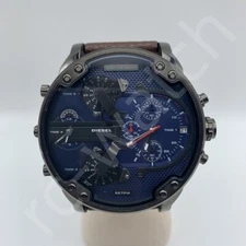 Diesel DZ7314 Mr.Daddy 2.0 Navy Blue Dual Time Dial Brown Leather Men's Watch