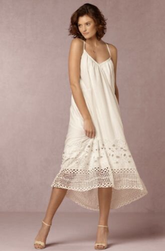 BHLDN Formal Dress Oversized Halter ivory Eyelet Lace Hem S NWT