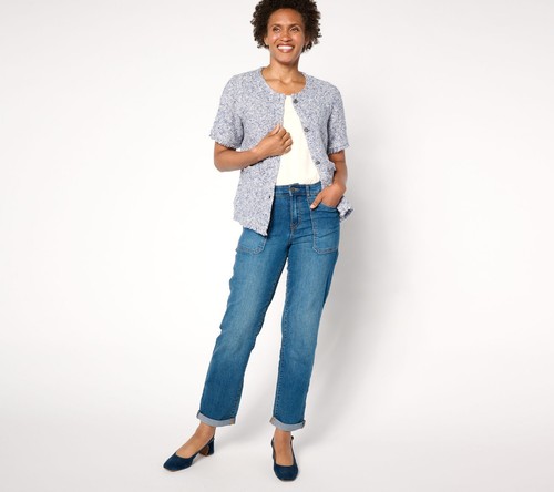 NEW Denim & Co. Signature L Short-Sleeve Sweater Lady Jacket Black QVC 3050 - Picture 5 of 7