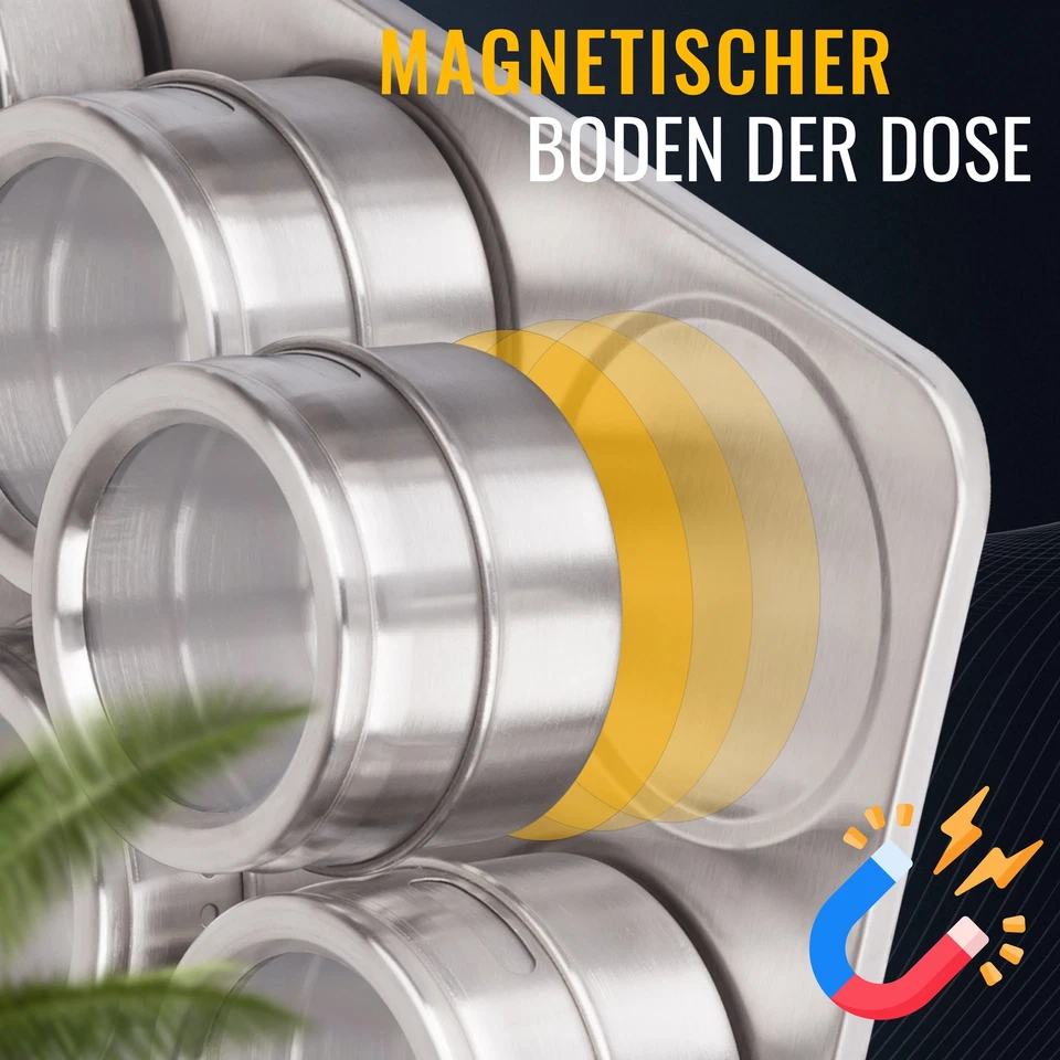 Gewürzgläser Gewürzdosen 6er-Set Edelstahl magnetisch Küchen Dose RICOO GR001 - Bild 3 von 4